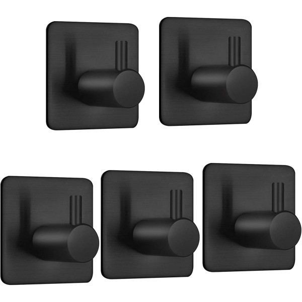 Auxmir Self Adhesive Hooks 5 Pack, Stainless Steel Adhesive Door Hooks, Coat  Hooks, Anti-Rust Waterproof