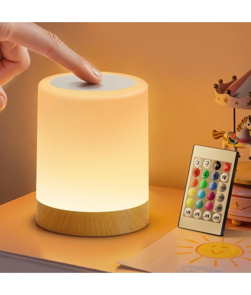 Auxmir Night Light, 3000mAh Rechargeable LED Bedside Table Lamp, Touch & Remote Control Dimmable Light, RGB Color Changing & 5 Modes, Portable Lamp for Bedroom, Living Room, Camping