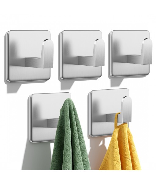 Auxmir Self Adhesive Hooks, Over 12kg Load Sticky Hooks Heavy Duty Stainless Steel, Waterproof & Rustproof, Large Hooks Stick on Bathroom, Kitchen, Door and Wall for Hanging Towel, Coat, Key