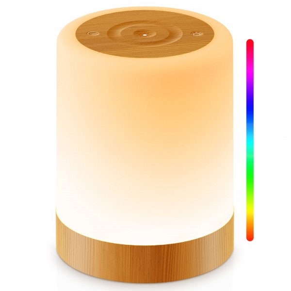 Auxmir Night Light, 3000mAh Rechargeable Baby Table Lamp, Smart Dimmable Touch Control LED Bedside Lamp with RGB Color Changing & 5 Modes, Portable Night Light for Kids, Bedroom, Living Room, Camping