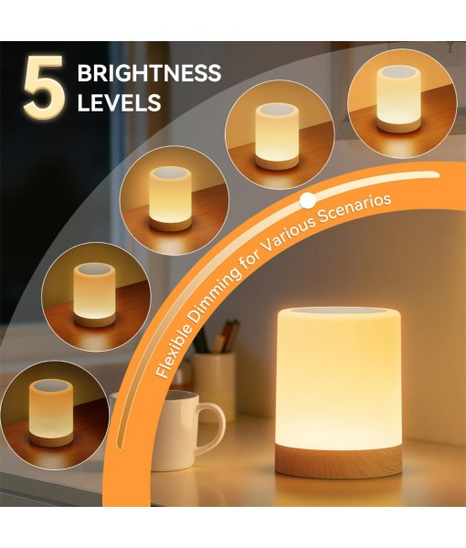 Auxmir Night Light, 3000mAh Rechargeable LED Bedside Table Lamp, Touch & Remote Control Dimmable Light, RGB Color Changing & 5 Modes, Portable Lamp for Bedroom, Living Room, Camping