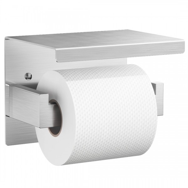 Auxmir Self Adhesive Toilet Paper Holder with Shelf, Premium SUS304 Stainless Steel Rustproof Wall Mounted Toilet Roll Holder, Toilet Tissue Holder for Bathroom Shower Washroom Kitchen RV
