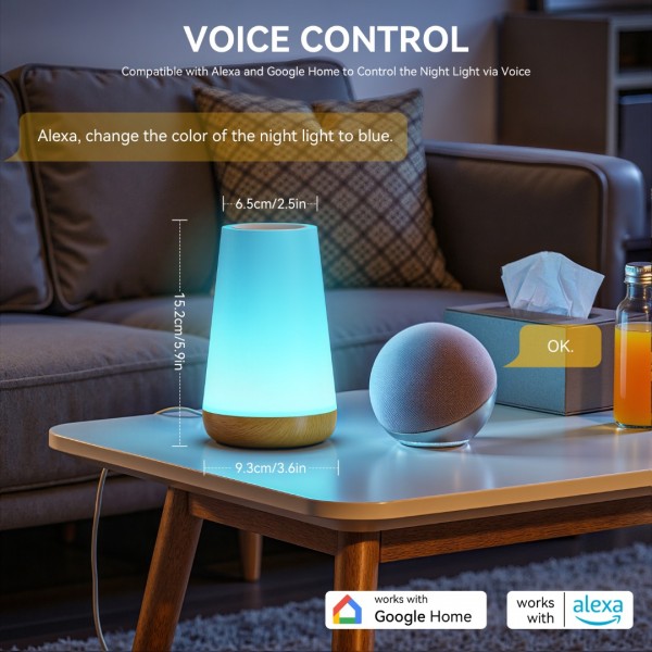 Auxmir Night Light, LED Touch Bedside Table Lamp, Remote Control Dimmable Light with RGB Color Changing, USB Rechargeable, Portable Lamp for Children, Kids, Bedroom, Living Room, Camping