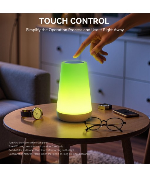 Auxmir Night Light, LED Touch Bedside Table Lamp, Remote Control Dimmable Light with RGB Color Changing, USB Rechargeable, Portable Lamp for Children, Kids, Bedroom, Living Room, Camping