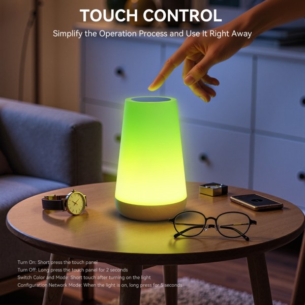 Auxmir Night Light, LED Touch Bedside Table Lamp, Remote Control Dimmable Light with RGB Color Changing, USB Rechargeable, Portable Lamp for Children, Kids, Bedroom, Living Room, Camping