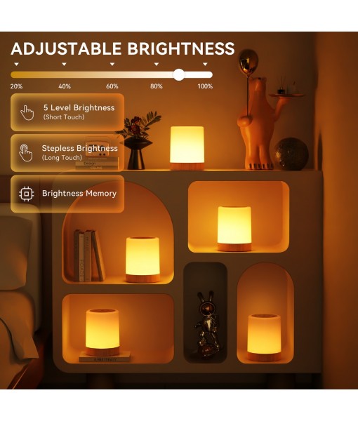 Auxmir Night Light, 3000mAh Rechargeable Baby Table Lamp, Smart Dimmable Touch Control LED Bedside Lamp with RGB Color Changing & 5 Modes, Portable Night Light for Kids, Bedroom, Living Room, Camping