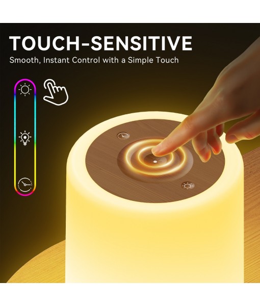Auxmir Night Light, 3000mAh Rechargeable Baby Table Lamp, Smart Dimmable Touch Control LED Bedside Lamp with RGB Color Changing & 5 Modes, Portable Night Light for Kids, Bedroom, Living Room, Camping