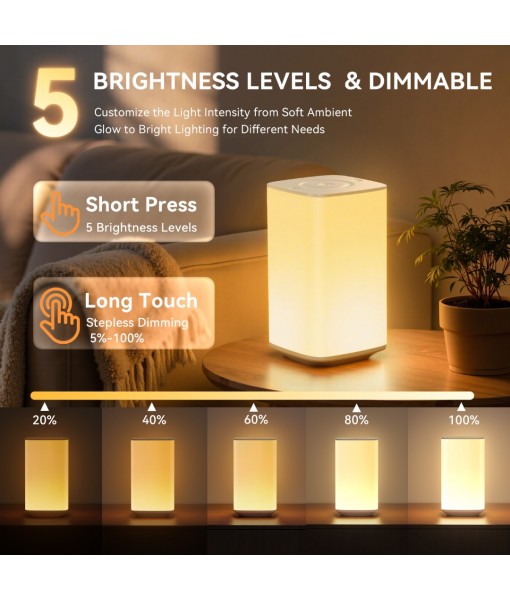 Auxmir Night Light, 4000mAh Rechargeable LED Table Lamp, Touch Bedside Lamp with RGB Colors, Dimmable Brightness, Remote Control, Portable Light for Children, Kids, Bedroom, Living Room, Camping