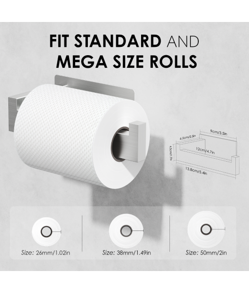 Auxmir Adhesive Toilet Paper Holder, No Drilling Toilet Roll Holder Wall Mount, Premium Thicken SUS304 Stainless Steel, Rustproof Toilet Tissue Holder for Bathroom Kitchen Washroom RV