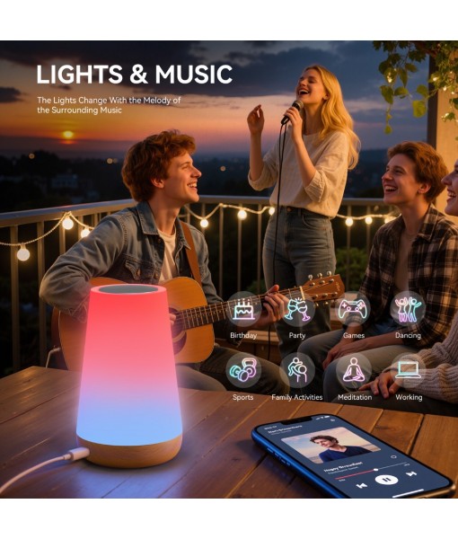 Auxmir Night Light, LED Touch Bedside Table Lamp, Remote Control Dimmable Light with RGB Color Changing, USB Rechargeable, Portable Lamp for Children, Kids, Bedroom, Living Room, Camping