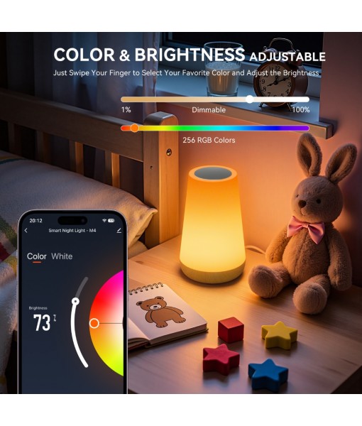Auxmir Night Light, LED Touch Bedside Table Lamp, Remote Control Dimmable Light with RGB Color Changing, USB Rechargeable, Portable Lamp for Children, Kids, Bedroom, Living Room, Camping